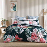 Logan and Mason Petra Teal Cotton-rich Percale Print Quilt Cover Set Queen V442-LED-QUILTCS-PETRA-TEAL-QS