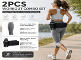 Winter Fitness Bundle - Grey XL size Women's High Waist 3/4 Yoga Leggings with Peach Hip Lift and V888-ELOSUNG53749