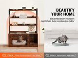 Cat Litter Box Enclosure Wooden Litter Box Furniture Hidden with 3 Shelves V952-DHSCBBSNJSMSUOAB6V0