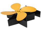 4 Blade Thermal Heat Powered Wood Stove Fan Fireplace Accessory for Heat DistributionGold V1294-YM0901-3117200136215