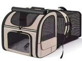 Khaki Large Expandable Cat Travel Backpack - Breathable & Collapsible Pet Carrier 62x34x43CM V888-ELOSUNG45867