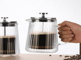 Transparent Elegant Ribbed Double Wall Glass French Press - 1000ml Heat Resistant Coffee and Tea V888-ELOSUNG32108