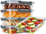 5 Pieces Glass Food Storage Containers with Lids, Airtight Leakproof BPA-Free, Oven Freezer V1237-ZY-917-028