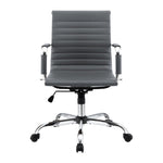 Artiss Office Chair Conference Chairs PU Leather Mid Back Grey OCHAIR-H-8147-GY