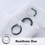 1 Pair Water Resistant Eyelet Curtains for Outdoor, White, 132 cm x 241 cm V1188-MS-325-0457