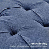 Cate Button-Tufted Upholstered Bench by Sarantino - Blue Linen BCH-438-BU