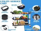 3 Tier Large Service Food Cart Restaurant Trolley Utility Cart Kitchen Catering Shelf Storage V324-CS-YL-328A-RT