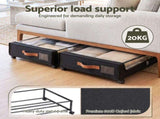 Artiss 2X Under Bed Storage Containers 48L Clothes Organiser Wheels Oxford Black UBS-DIY-MET01-BKX2