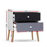 Artiss Bedside Table 2 Drawers - BONDS White FURNI-E-SCAN-BS03-WHBK