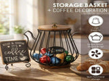 Coffee Pod Holder with Lid Large Capacity Snack Holder Organizer Counter Accessory Decor Station V1366-AZ2-W-14916