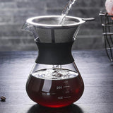 400ml Inverted Glass Coffee Maker with Stainless Steel Filter Manual Dripper V1263-JX-5689
