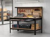Giantz Workbench with Pegboard and Ultra-Wide 120cm Work Table for Garage DIY, 20 Hooks WKB-S-0122-BK