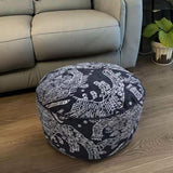 SOGA 50x30CM Black Round Soft Pouffe Seat Cushion Elegant Home Accent Dcor Stylish Footstool POUFFE641