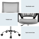 Artiss 2x Mesh Office Chair Mid Back Grey OCHAIR-G-2004-GYX2