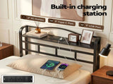 Artiss Bed Frame Single Size with Charging Station WAVE MBED-D-WAVE-S-BK