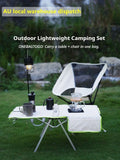 ONEFOREST Ultralight 4-Piece Camping Set, Modao New Green with Storage Bag, Aluminum Table Frame & 2 V1221-XM-LB4969-ZS135