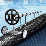 Aqua Buddy Pool Cover 600 Micron 10x4m w/ Roller 4m Swimming Pools Black Solar Blanket PC-100X40-XL-BK-BL-40ROL
