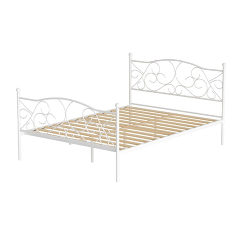 Artiss Bed Frame Double Size Metal Frame GROA MBED-C-GROA-D-WH-AB