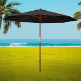 Instahut 3m Outdoor Umbrella Pole Umbrellas Beach Garden Sun Stand Patio Black UMB-POLE-3-H-BK