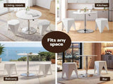 Artiss Bar Stools and Table Set 3PCS Dining Desk Kitchen Chairs Cafe Pub White BA-SET-304-T-WH