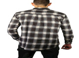 Mens Flannelette Long Sleeve Shirt 100% Cotton Check Authentic Flannel - Full Placket - Black V563-FS-FP20-99-7XL