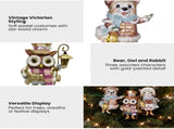 Christabelle 3 Victorian Animal Christmas Ornaments Assorted Novelty 10cm Xmas Tree Decorations 112_SHD2005
