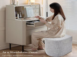 3 Piece Set Coffee Table & Ottoman Wood Side End Table Industrial - CREAM GREY V274-FT-ST03-CR
