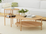 Artiss Coffee Table 2-Tier Round Wood FUR-Z-COF-0102-WD