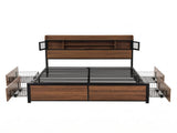 Artiss Queen Bed Frame with Charging Station 4 Drawers Storage Oak MBED-D-EVA-Q-WD-AB