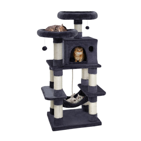 i.Pet Cat Tree 145cm Tower Scratching Post Scratcher Wood Condo House Large Bed PET-CAT-706FSB-GR