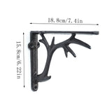 Decorative Iron Deer Antler Shelf Bracket, Sturdy Wall Mount Support, Rustic Cabin Floating Shelf V1192-AZ-W-24663
