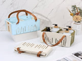 Cotton Woven Basket with PU Leather Handle, Clothes Toys Candy Gifts Cotton Rope Organizer, Living V1189-LWWAL-20260401-06303