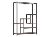 Artiss Tall Plant Stand Indoor, 6-Tier Pot Plant Shelf with Hanging Hooks, Metal & Wooden Flower PS-SHELF-6T-MT-BK