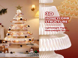 Jingle Jollys Paper Christmas Tree 114CM w/ Star Topper LEDs Xmas Decorations Kit Home Office White PAPER-XMAS-TR-100-WH