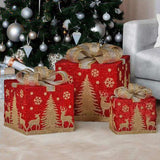 Christabelle Set of 3 Christmas Gift Box Display with LED Lights and Bows Decoration Ornament 112_MHA613