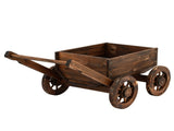 Gardeon Wooden Planter Cart Garden Decor Plant Stand Flower Fir Wood Wagon Wheels L GD-GC-L-CC