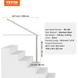 Handrails for Outdoor Steps, 39.4in / 100cm Deck Railing Kit Wall Floor Mounted, Railings for V952-BXGDLZFS100CGRQ1IV0