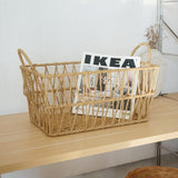 Handwoven paper rope storage basket with a rectangular design and two handles perfect for V1265-AU-042-XIAO