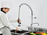 Commercial Faucet with Pre-Rinse Sprayer, 36" Height, 8" Center, 12" Swing Spout, Wall Mount Kitchen V952-BGSYCXSLTBGSR39MKV0