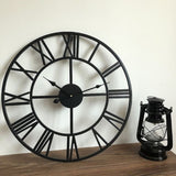 60cm Industrial Large Wall Clock, Round Metal Wall Clocks Roman Numerals Style V63-844681