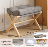Light Grey Foldable Ottoman & Padded Footstool with Velcro Stability & Spare Cusion - Cotton Linen V888-ELOSUNG494231