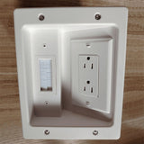 Recessed Outlet Box in Wall Cable Management Kit 15A 125V Hide TV Power Cables & Low Voltage Wires V1369-AZ3-W-08286