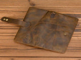 Vintage Crazy Horse Leather Double Zip Long Wallet, Top Grain Leather Bi-Fold Large Capacity Clutch, V1232-NSQB-NS-002
