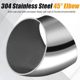 4 Pack OD 3 Inch 45 Degree Bend Tube Exhaust Elbow Pipe, 304 Stainless Steel Mandrel Bend Elbow for V1258-DP02-C-3093