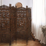 Elephant 4 Panel Room Divider Screen Privacy Shoji Timber Wood Stand - Burnt V315-WOWP-002