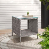 Gardeon Coffee Side Table Wicker Desk Rattan Outdoor Furniture Garden Grey ODF-RECLINER-TB-GE