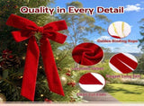 Jingle Jollys 12Pcs Red Velvet Christmas Bows Tree Decorations Xmas Decor XM-TR-BOW-12PCS-RD