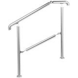 3 Step Railing Stainless Steel Transitional Handrail fit for Level Surface and 1 to 3 Steps V952-BXGLTFS3BDLZ00001V0