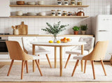 Artiss Dining Table and Chairs Set 5PCS Round 4 PU Leather Seater Dining Set White DSET-TAB01-2004PU-WHX4