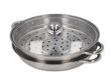 28cm/11.0in 2Layer Stainless Steel Steamer Pot Steaming Grid Cooking Pot with Handle V1294-YM0901-3118210244811